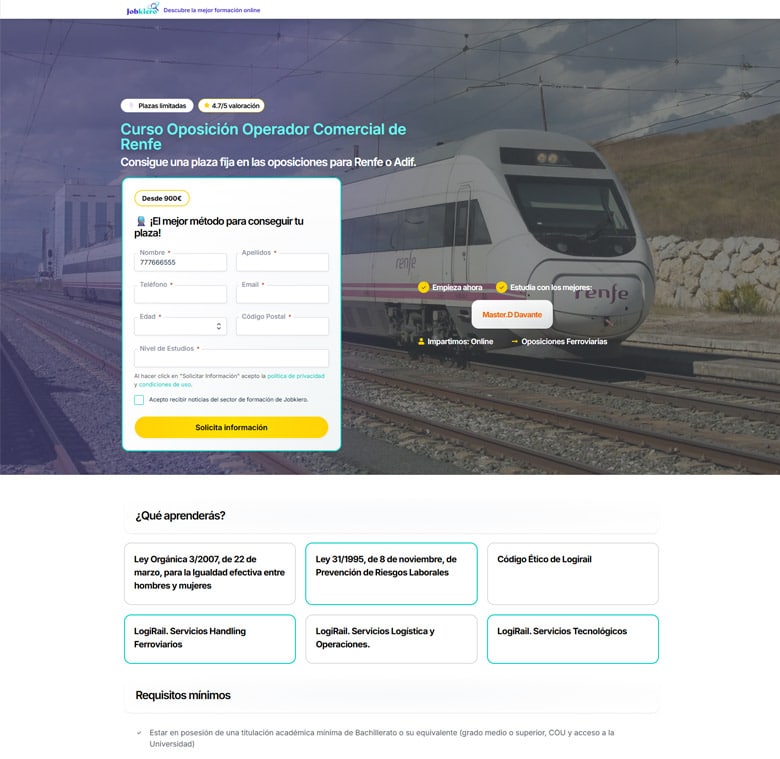 roiandco cursos jobkiero diseno desarrollo web landing Creatividad y desarrollo